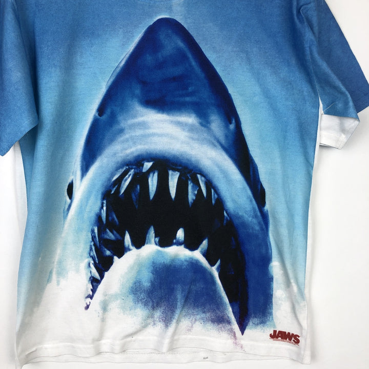 Jerzees JAWS Movie T-Shirt (Men's XL equivalent) polyester blue type Vintage Second Hand