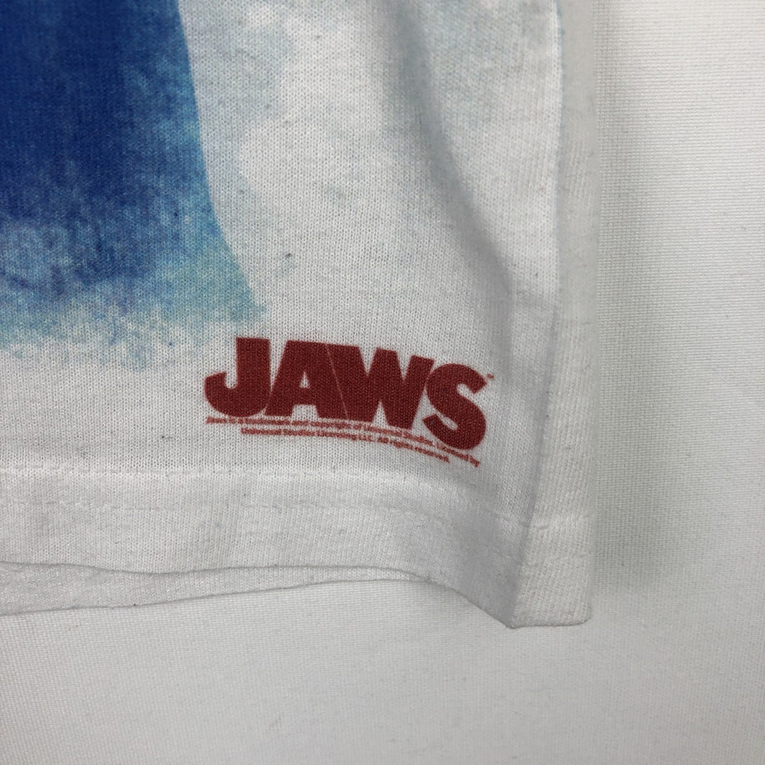 Jerzees JAWS Movie T-Shirt (Men's XL equivalent) polyester blue type Vintage Second Hand