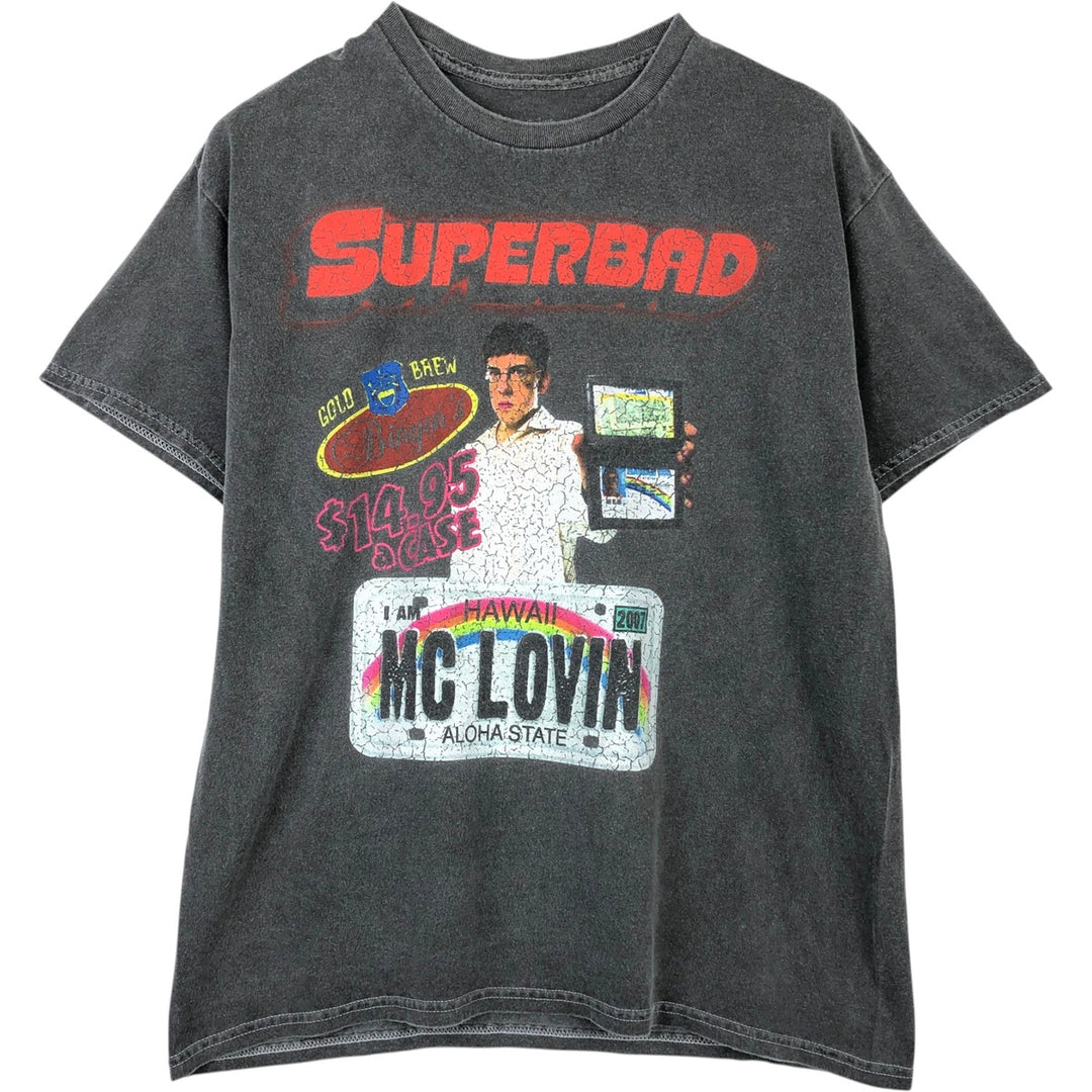 SUPER BAD Superbad Virgin Wars Movie T-shirt Men's M size cotton Charcoal Vintage Second Hand