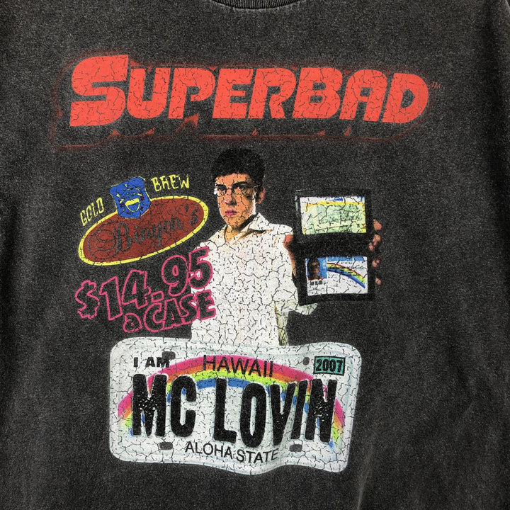 SUPER BAD Superbad Virgin Wars Movie T-shirt Men's M size cotton Charcoal Vintage Second Hand