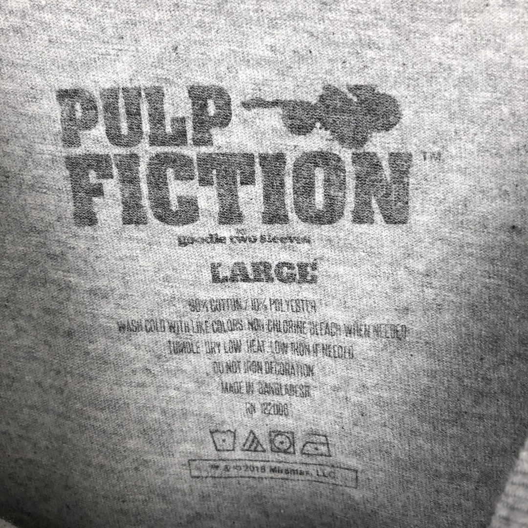 PULP FICTION Pulp Fiction Movie T-shirt Men's L size cotton gray type Vintage Second Hand