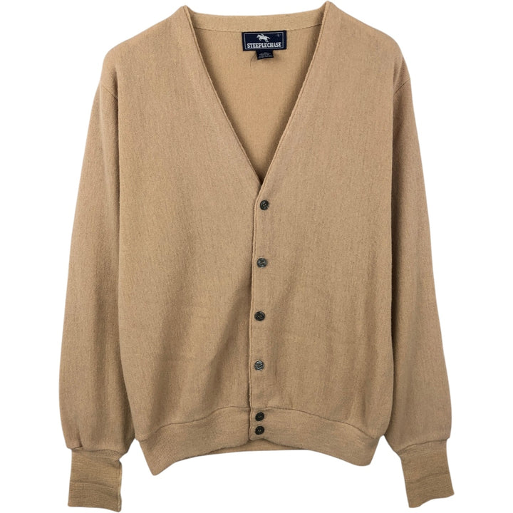 STEEPLECHASE Acrylic Knit Cardigan, Made in USA, Men's Size L (Equivalent), Vintage Oron Acrylic Beige type Vintage Second Hand