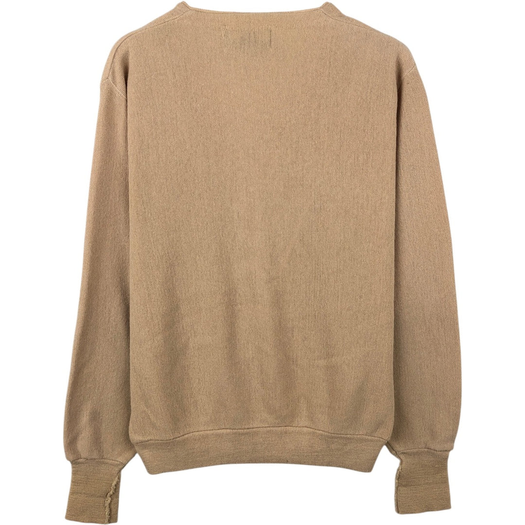 STEEPLECHASE Acrylic Knit Cardigan, Made in USA, Men's Size L (Equivalent), Vintage Oron Acrylic Beige type Vintage Second Hand