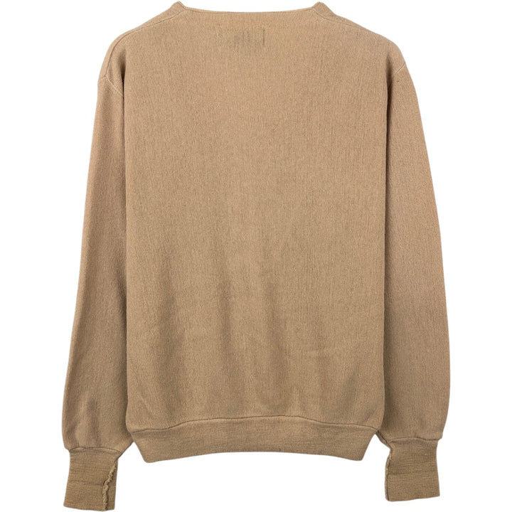 STEEPLECHASE Acrylic Knit Cardigan, Made in USA, Men's Size L (Equivalent), Vintage Oron Acrylic Beige type Vintage Second Hand
