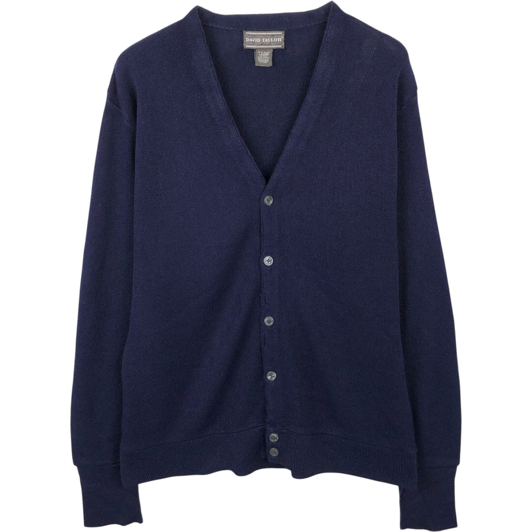 Vintage 90'S DAVID TAYLOR acrylic knit cardigan, made in the USA, size L, men's acrylic navy blue type Vintage Second Hand