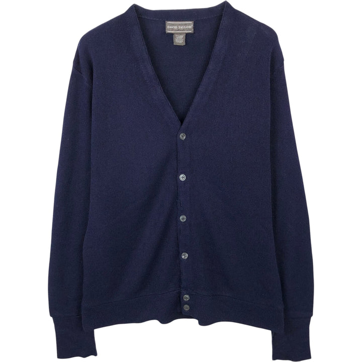 Vintage 90'S DAVID TAYLOR acrylic knit cardigan, made in the USA, size L, men's acrylic navy blue type Vintage Second Hand