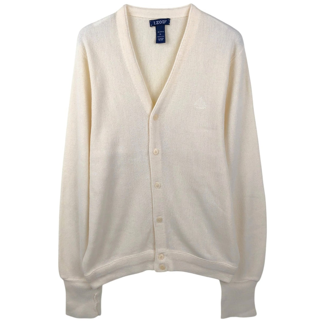 Vintage IZOD acrylic knit cardigan, made in the USA, men's size XL acrylic unbleached Vintage Second Hand