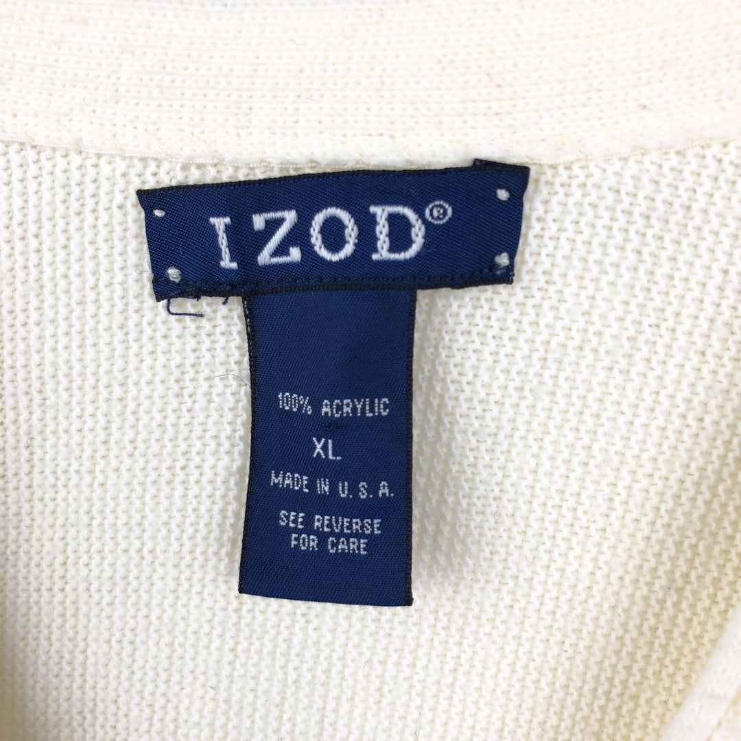 Vintage IZOD acrylic knit cardigan, made in the USA, men's size XL acrylic unbleached Vintage Second Hand
