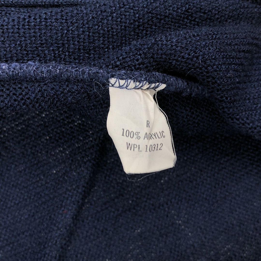 80s-90'S Heritage Acrylic Knit Cardigan, Made in USA, Men's Size XL (Equivalent), Vintage acrylic navy blue type Vintage Second Hand