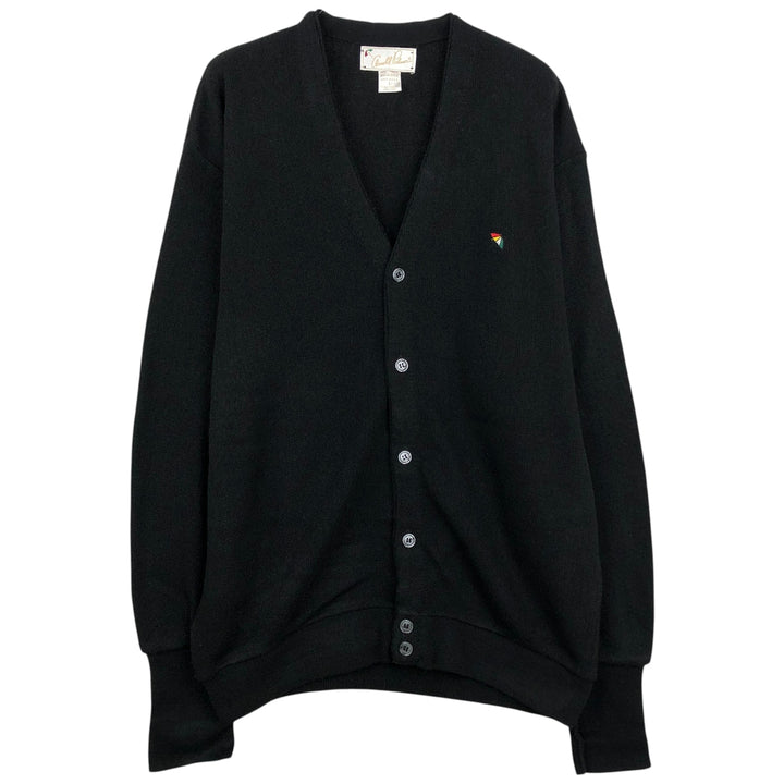 1990'S Arnold Palmer Acrylic Knit Cardigan, Made in USA, Men's Size L (approx.), Vintage acrylic black type Vintage Second Hand