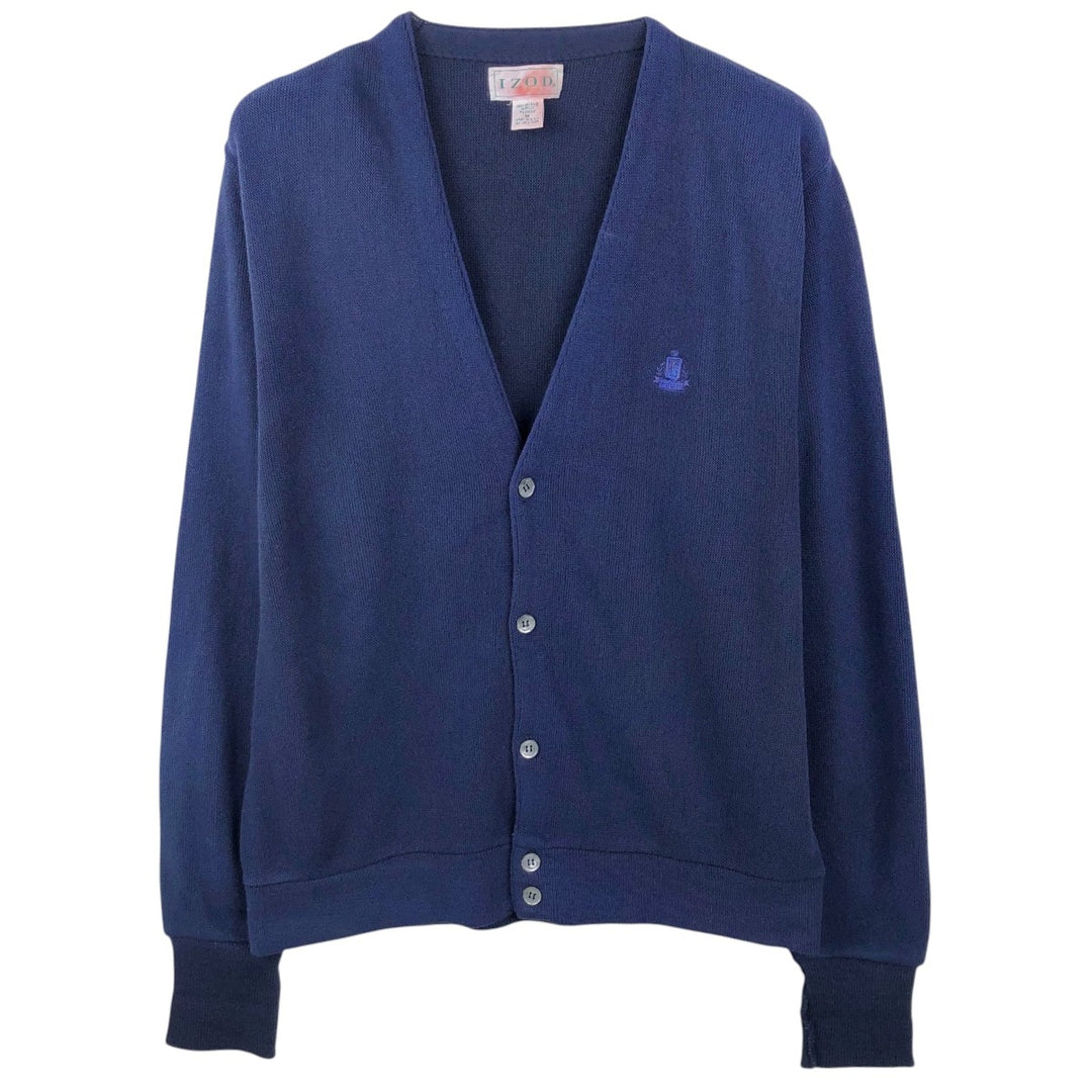Vintage 90'S IZOD acrylic knit cardigan, made in the USA, size M, men's acrylic navy blue type Vintage Second Hand