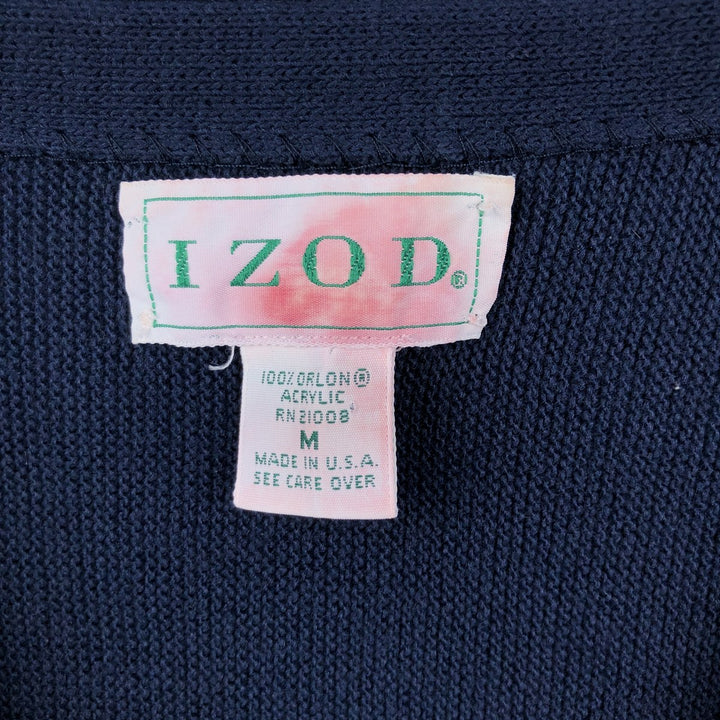 Vintage 90'S IZOD acrylic knit cardigan, made in the USA, size M, men's acrylic navy blue type Vintage Second Hand