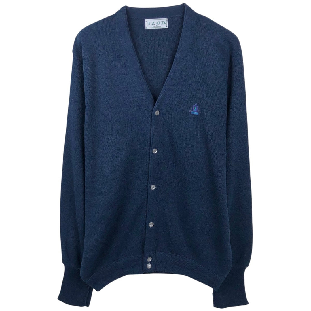 Vintage 90'S IZOD knit cardigan, made in the USA, men's size XL unclear navy blue type Vintage Second Hand