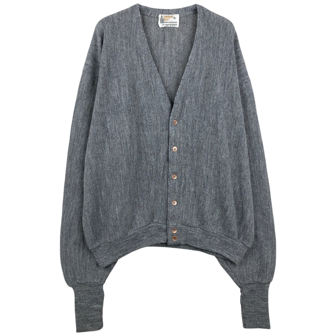1980'S London Fog Acrylic Knit Cardigan, Made in USA, Men's XL equivalent, Vintage Oron Acrylic gray type Vintage Second Hand
