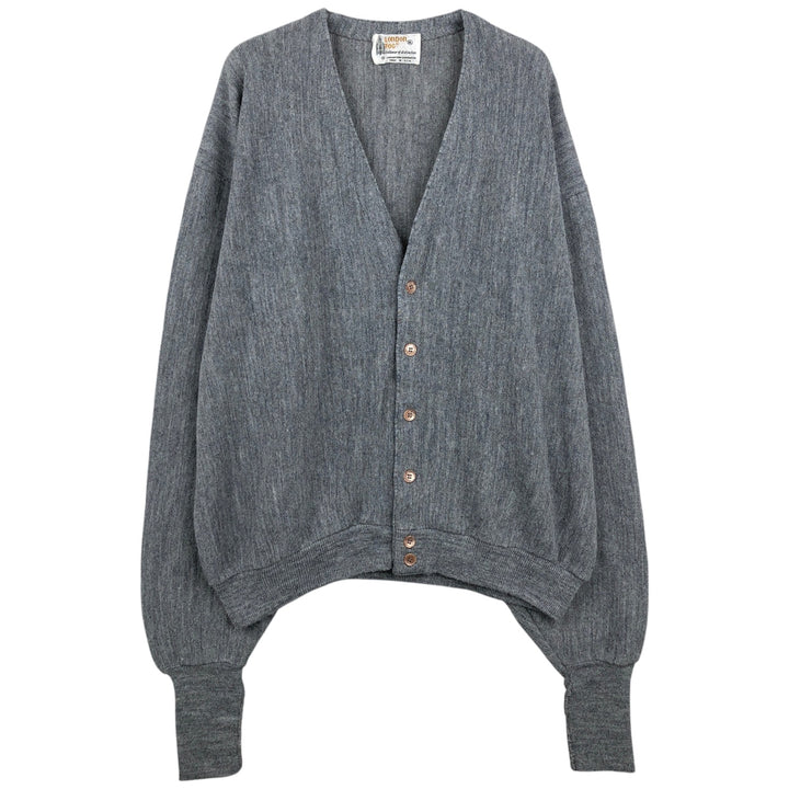 1980'S London Fog Acrylic Knit Cardigan, Made in USA, Men's XL equivalent, Vintage Oron Acrylic gray type Vintage Second Hand