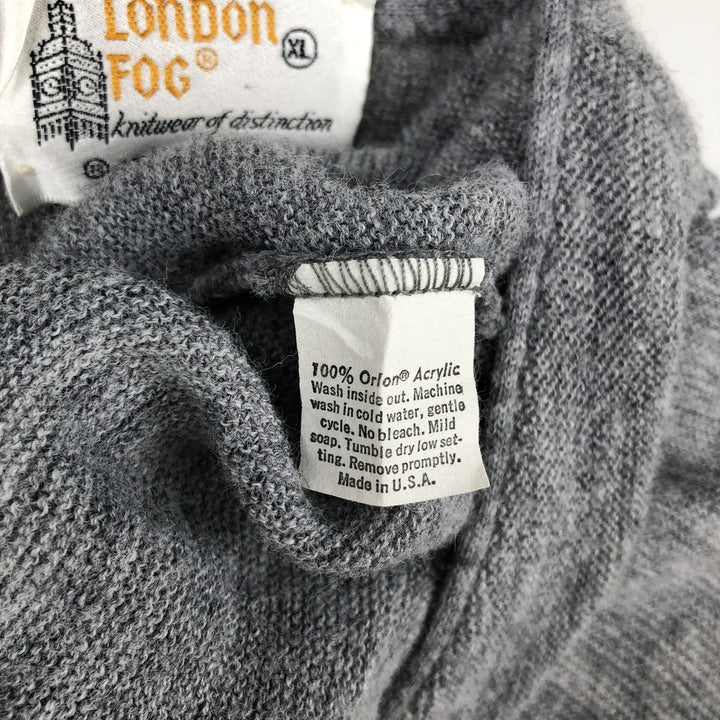 1980'S London Fog Acrylic Knit Cardigan, Made in USA, Men's XL equivalent, Vintage Oron Acrylic gray type Vintage Second Hand
