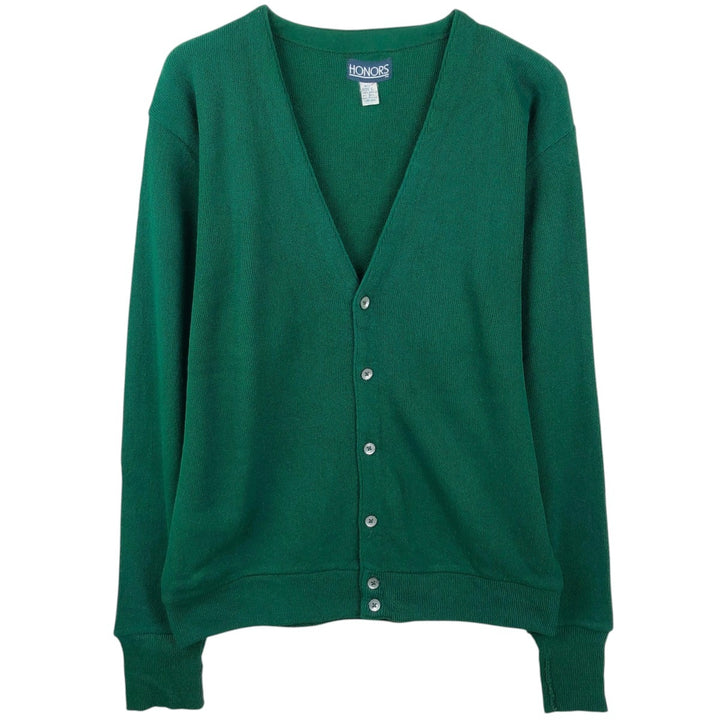 HONORS Acrylic Knit Cardigan, Made in USA, Men's Size L (equivalent) acrylic green type Vintage Second Hand
