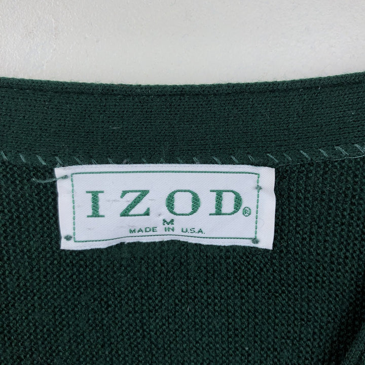 Vintage 90'S IZOD acrylic knit cardigan, made in the USA, size M, men's acrylic green type Vintage Second Hand
