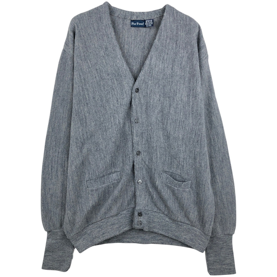 Vintage 80s-90'S Par Four acrylic knit cardigan, made in the USA, men's size XL acrylic gray type Vintage Second Hand