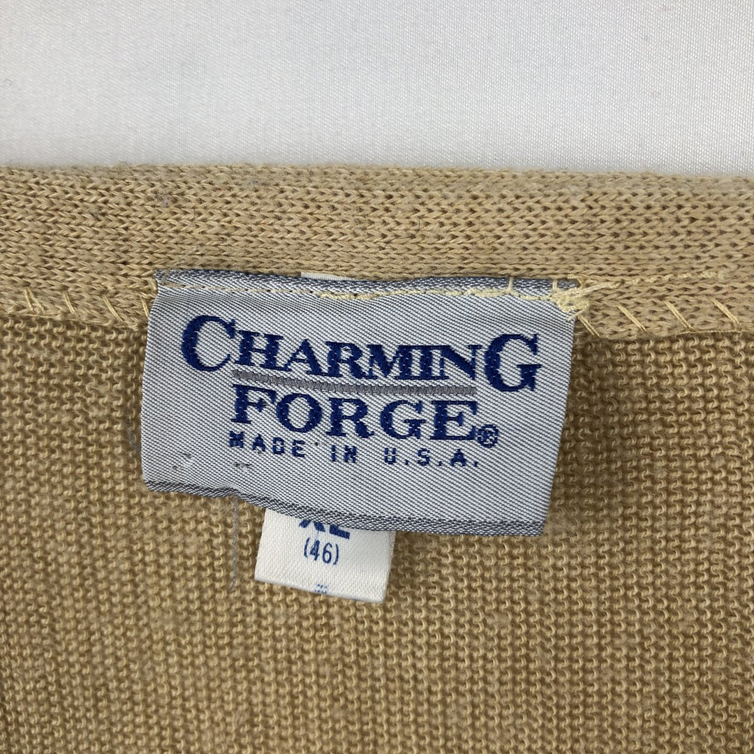 1970'S Charming Forge Acrylic Knit Cardigan, Made in USA, Men's Size XL (Equivalent), Vintage acrylic Beige type Vintage Second Hand