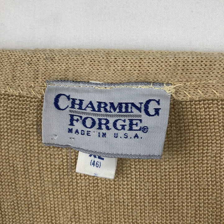 1970'S Charming Forge Acrylic Knit Cardigan, Made in USA, Men's Size XL (Equivalent), Vintage acrylic Beige type Vintage Second Hand