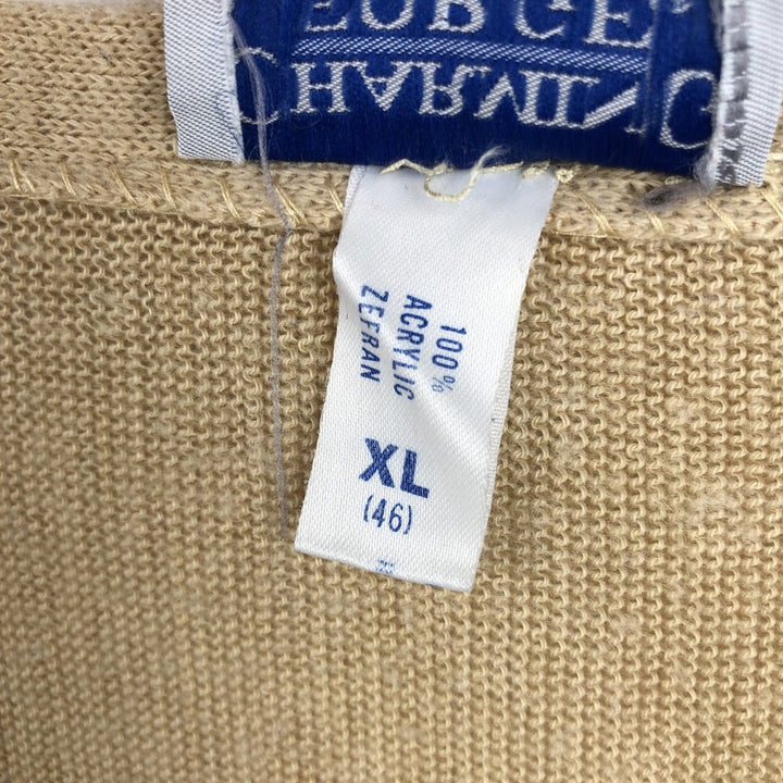1970'S Charming Forge Acrylic Knit Cardigan, Made in USA, Men's Size XL (Equivalent), Vintage acrylic Beige type Vintage Second Hand