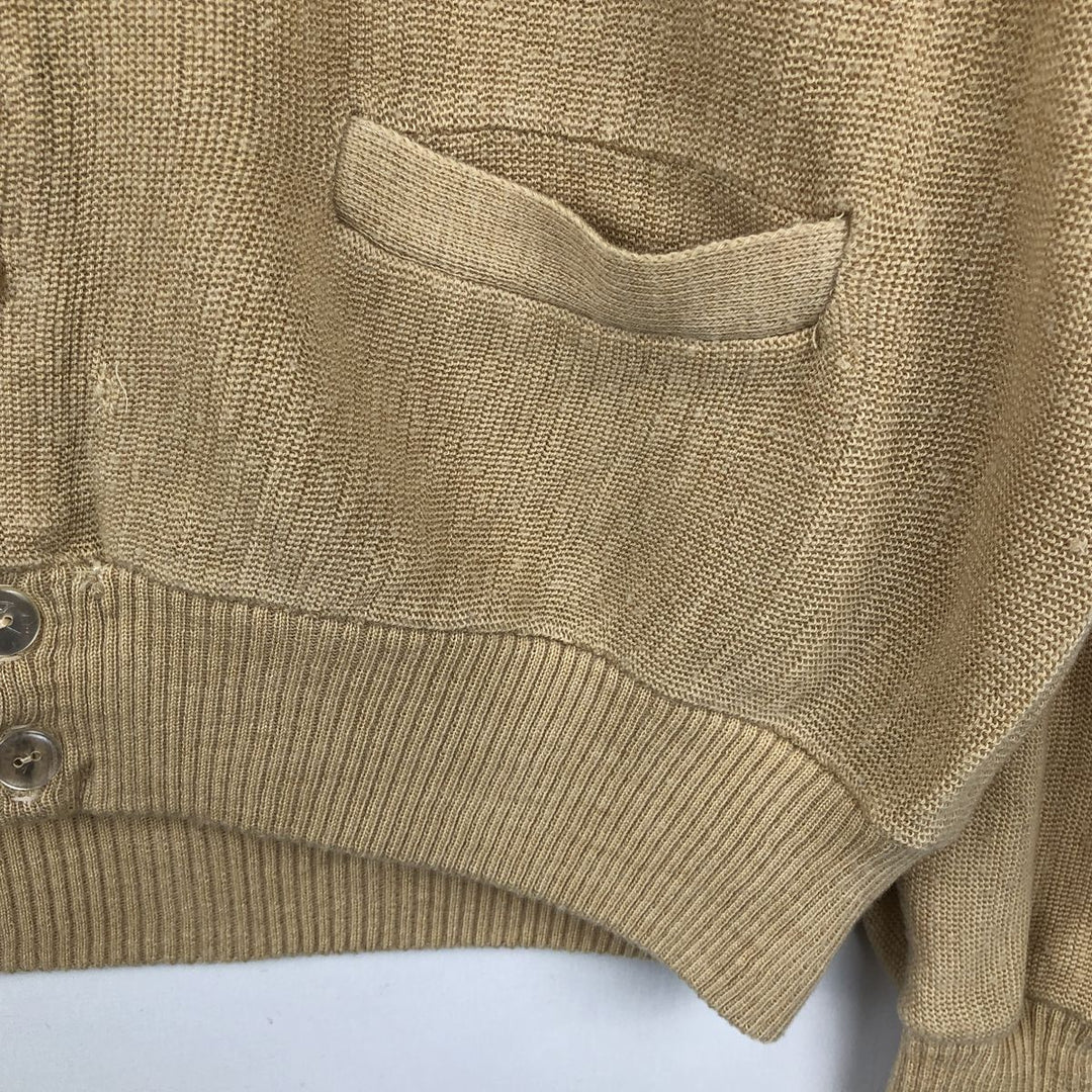 1970'S Charming Forge Acrylic Knit Cardigan, Made in USA, Men's Size XL (Equivalent), Vintage acrylic Beige type Vintage Second Hand