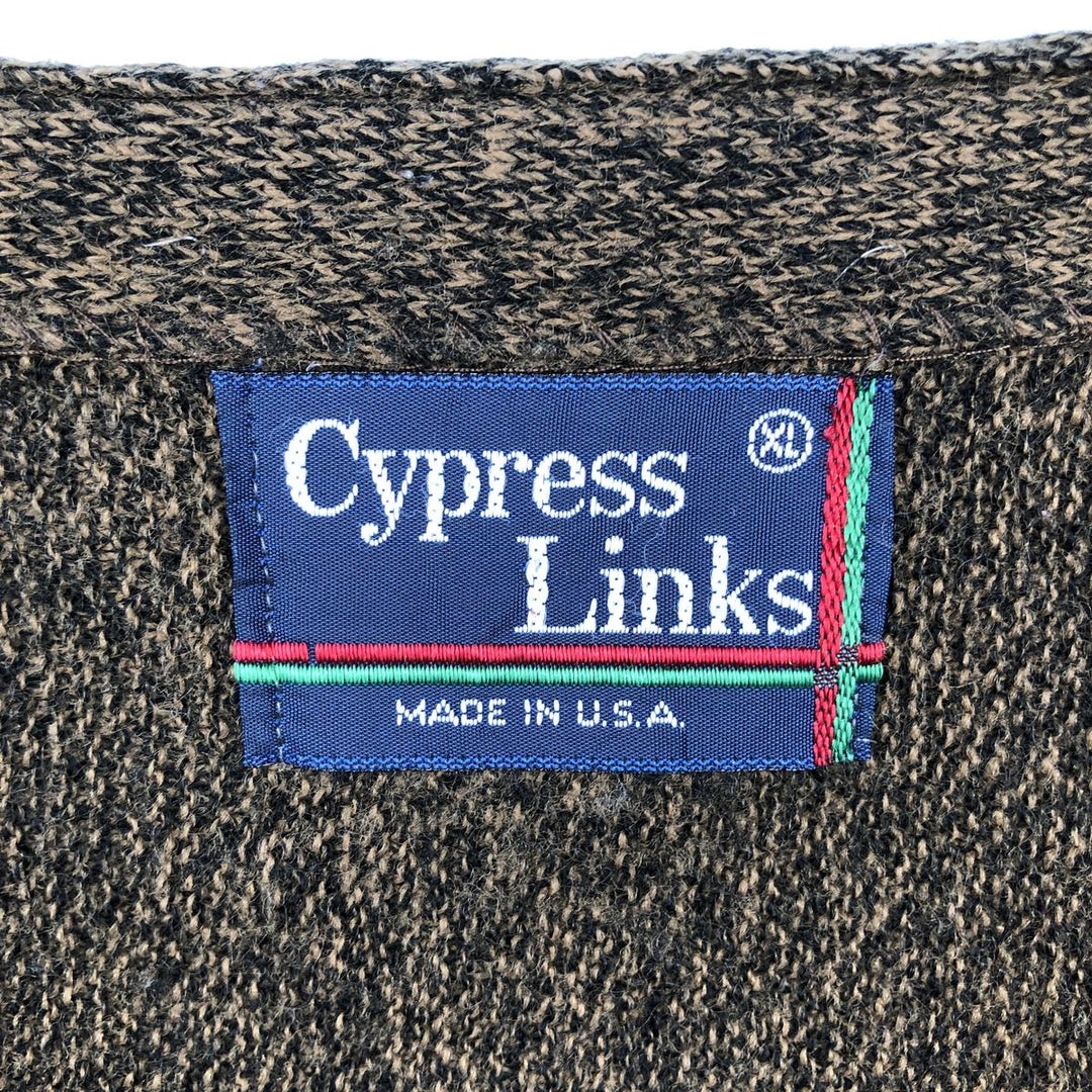 90'S Cypress Links knit cardigan, made in USA, men's size XL equivalent, vintage. unclear walnut Vintage Second Hand