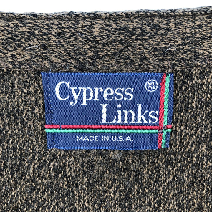 90'S Cypress Links knit cardigan, made in USA, men's size XL equivalent, vintage. unclear walnut Vintage Second Hand