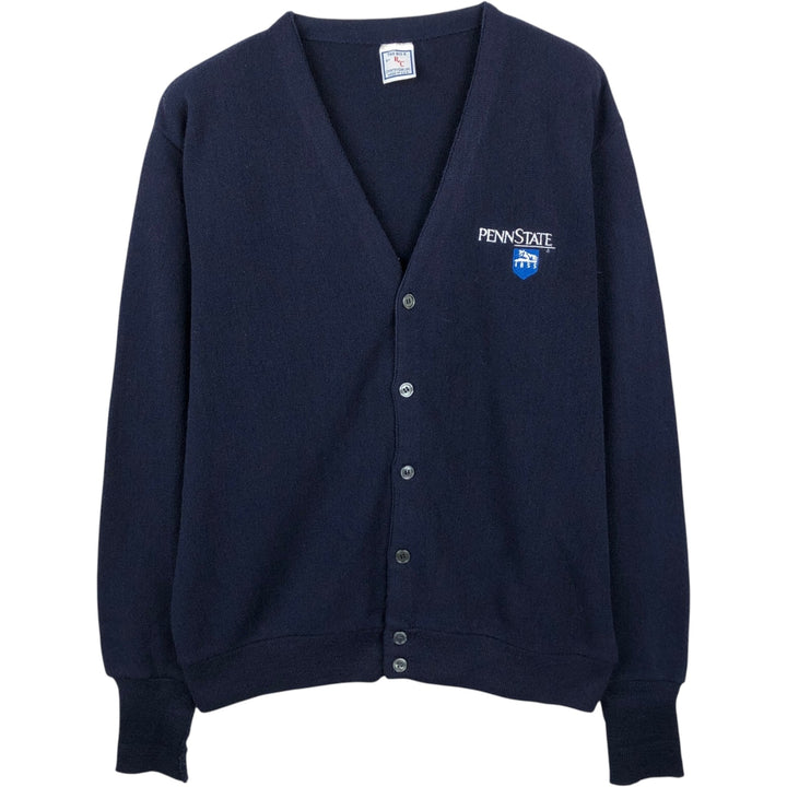 ~90'S RC SPORTSWEAR THE BIG R Pennsylvania State University College Knit Cardigan, Made in USA, Men's Size L (Equivalent), Vintage unclear navy blue type Vintage Second Hand