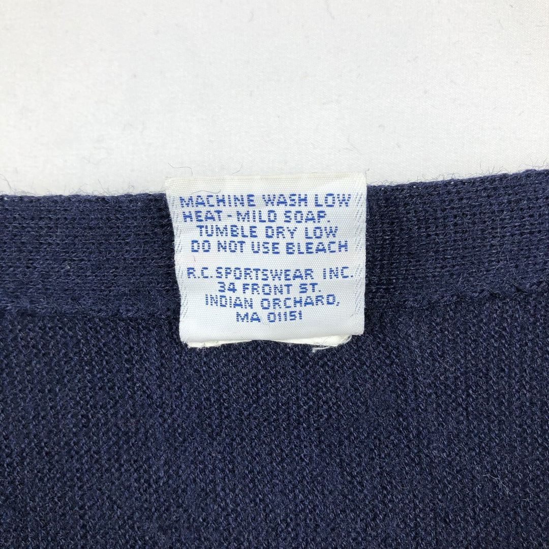 ~90'S RC SPORTSWEAR THE BIG R Pennsylvania State University College Knit Cardigan, Made in USA, Men's Size L (Equivalent), Vintage unclear navy blue type Vintage Second Hand