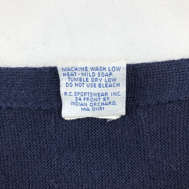 ~90'S RC SPORTSWEAR THE BIG R Pennsylvania State University College Knit Cardigan, Made in USA, Men's Size L (Equivalent), Vintage unclear navy blue type Vintage Second Hand