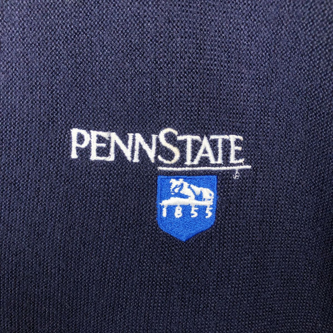 ~90'S RC SPORTSWEAR THE BIG R Pennsylvania State University College Knit Cardigan, Made in USA, Men's Size L (Equivalent), Vintage unclear navy blue type Vintage Second Hand