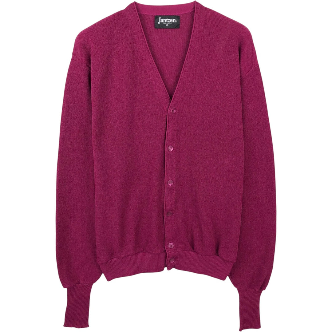 1990'S Jantzen knit cardigan, made in USA, men's size XL equivalent, vintage. polyester Purple type red-purple Vintage Second Hand