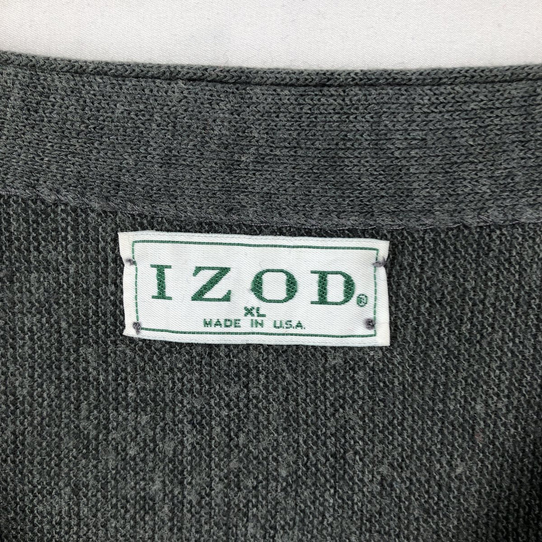 Vintage 90'S IZOD knit cardigan, made in the USA, men's size XL unclear gray type Vintage Second Hand