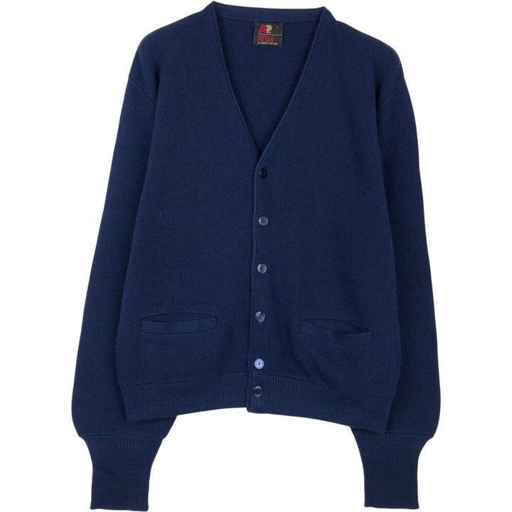 70s-80'S Arnold Palmer Acrylic Knit Cardigan, Made in USA, Men's Size M (approx.), Vintage Oron Acrylic navy blue type Vintage Second Hand