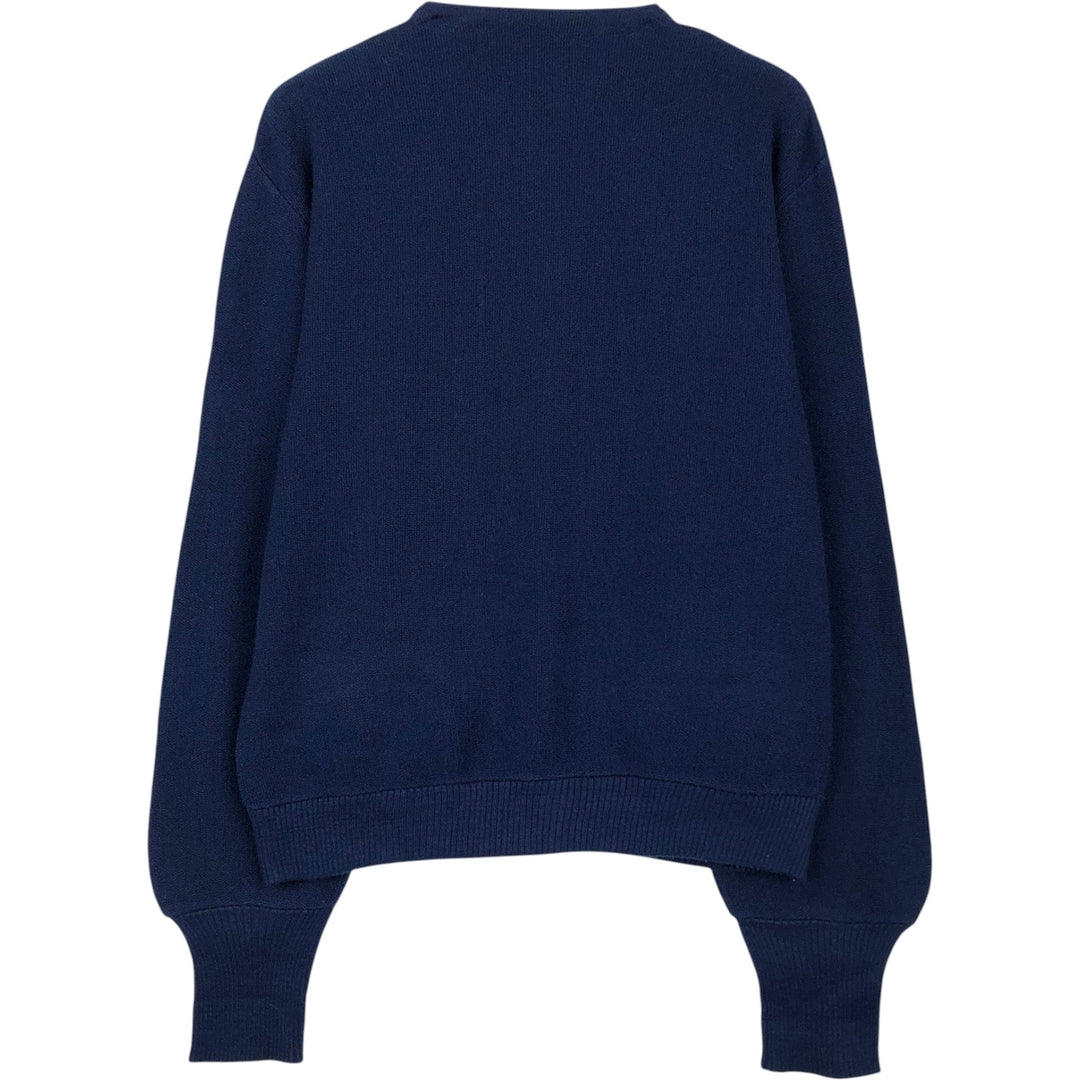 70s-80'S Arnold Palmer Acrylic Knit Cardigan, Made in USA, Men's Size M (approx.), Vintage Oron Acrylic navy blue type Vintage Second Hand