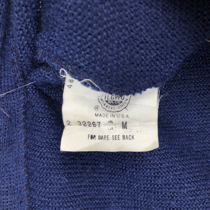70s-80'S Arnold Palmer Acrylic Knit Cardigan, Made in USA, Men's Size M (approx.), Vintage Oron Acrylic navy blue type Vintage Second Hand