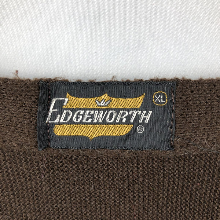 60s-70'S EDGEWORTH Acrylic Knit Cardigan, Made in USA, Men's XL equivalent, Vintage acrylic brown type Vintage Second Hand