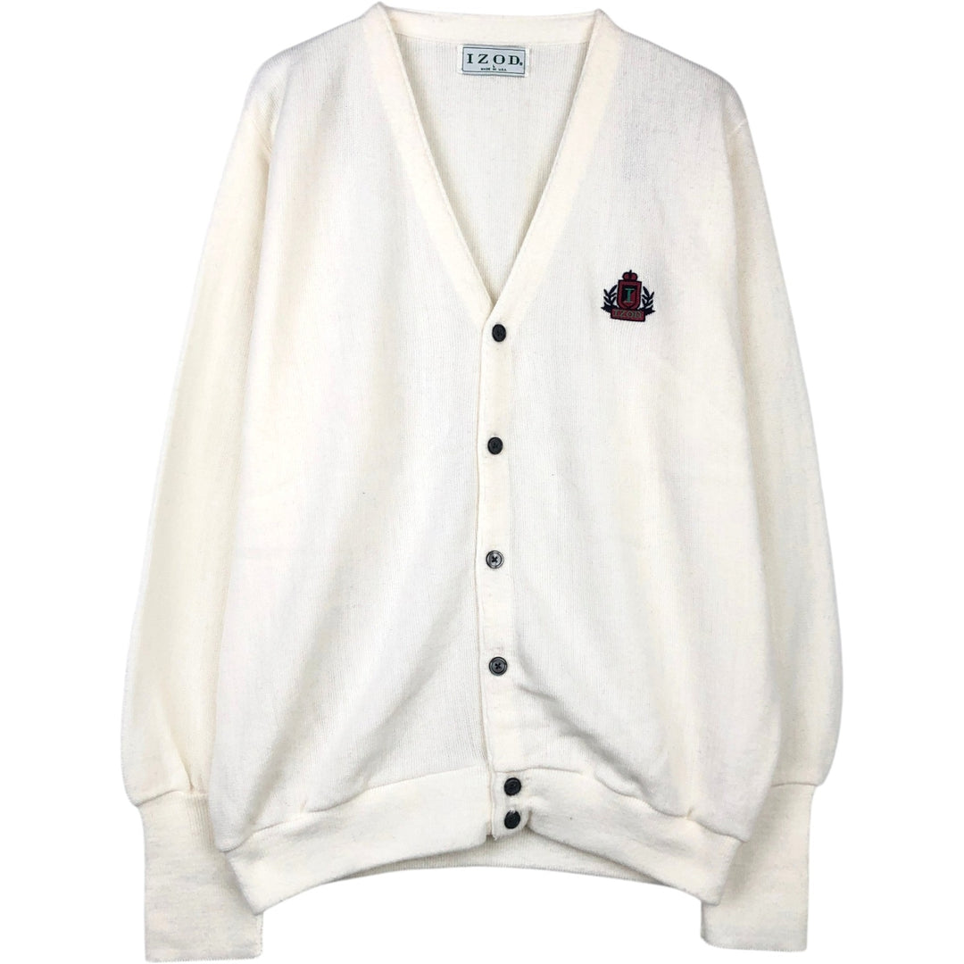 Vintage 90'S IZOD acrylic knit cardigan, made in the USA, size L, men's acrylic white type Vintage Second Hand