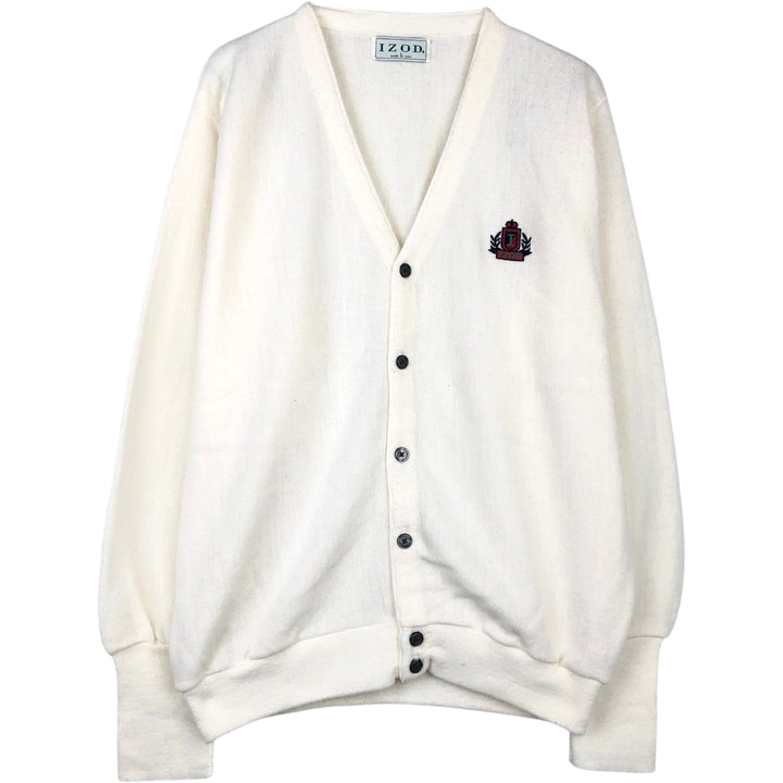 Vintage 90'S IZOD acrylic knit cardigan, made in the USA, size L, men's acrylic white type Vintage Second Hand