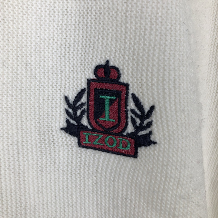Vintage 90'S IZOD acrylic knit cardigan, made in the USA, size L, men's acrylic white type Vintage Second Hand