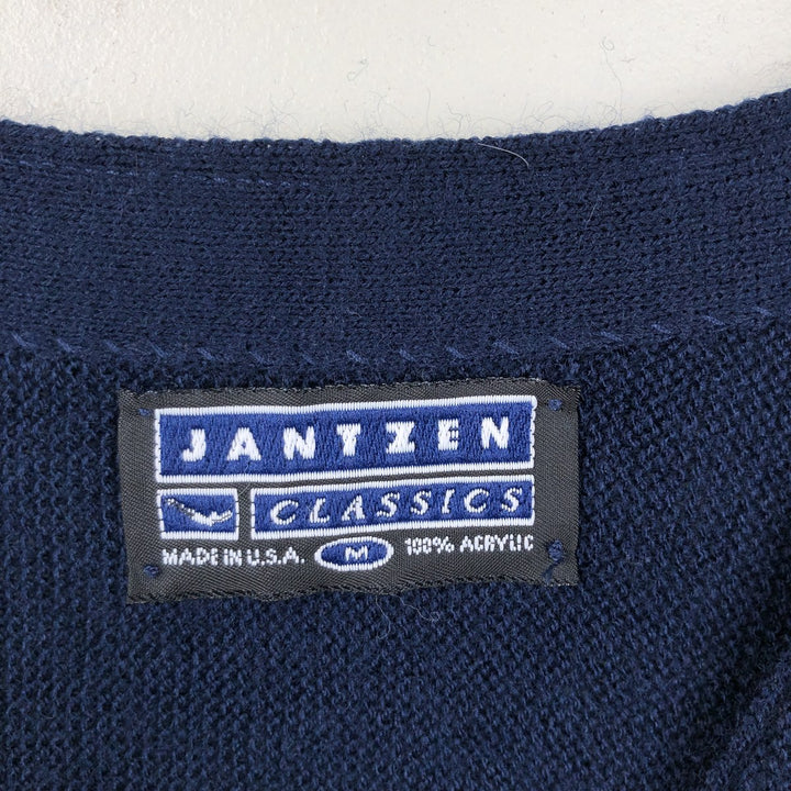 Vintage 90'S Jantzen acrylic knit cardigan, made in the USA, size M, men's acrylic navy blue type Vintage Second Hand