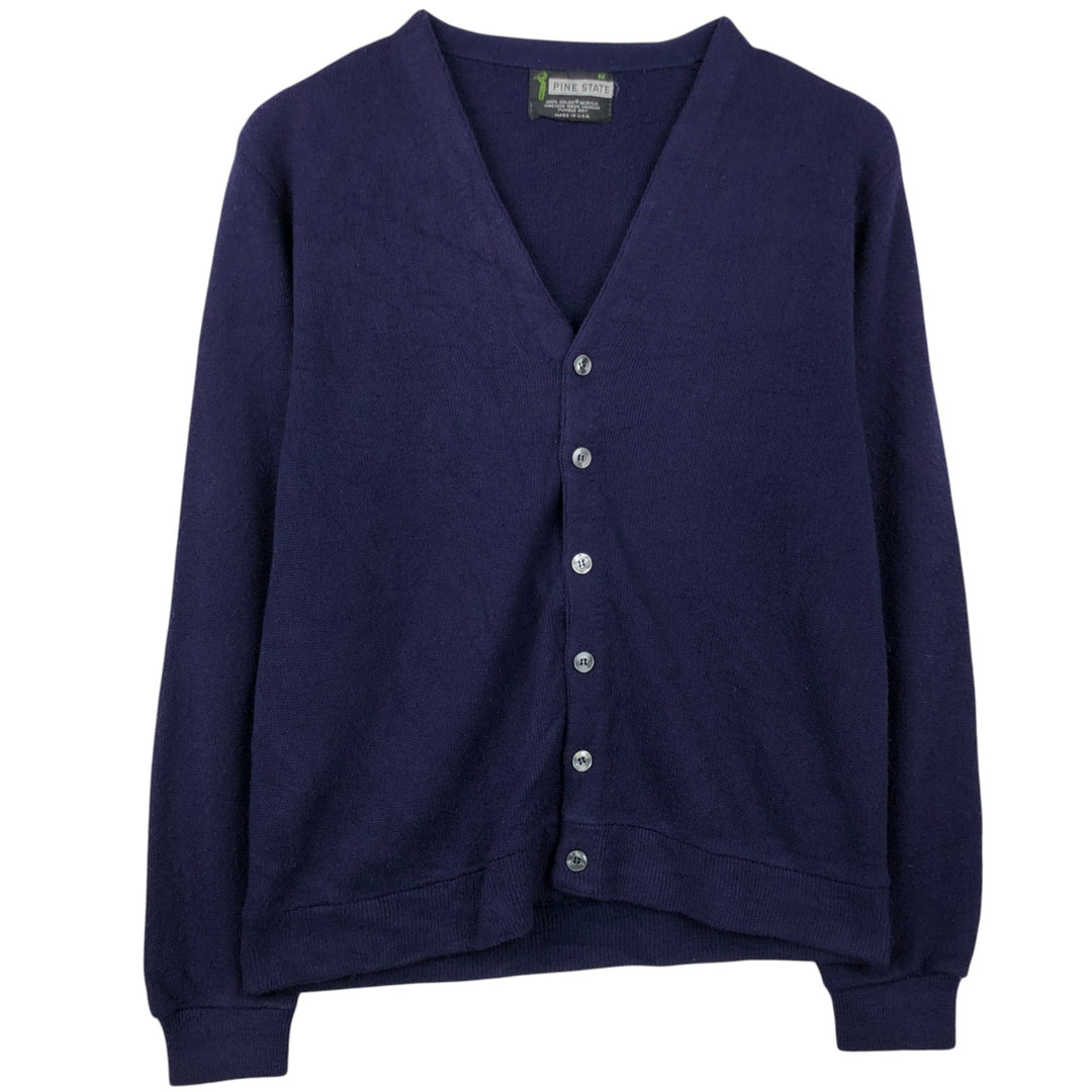 70s-80'S PINE STATE Acrylic Knit Cardigan, Made in USA, Men's Size M (approx.), Vintage acrylic navy blue type Vintage Second Hand