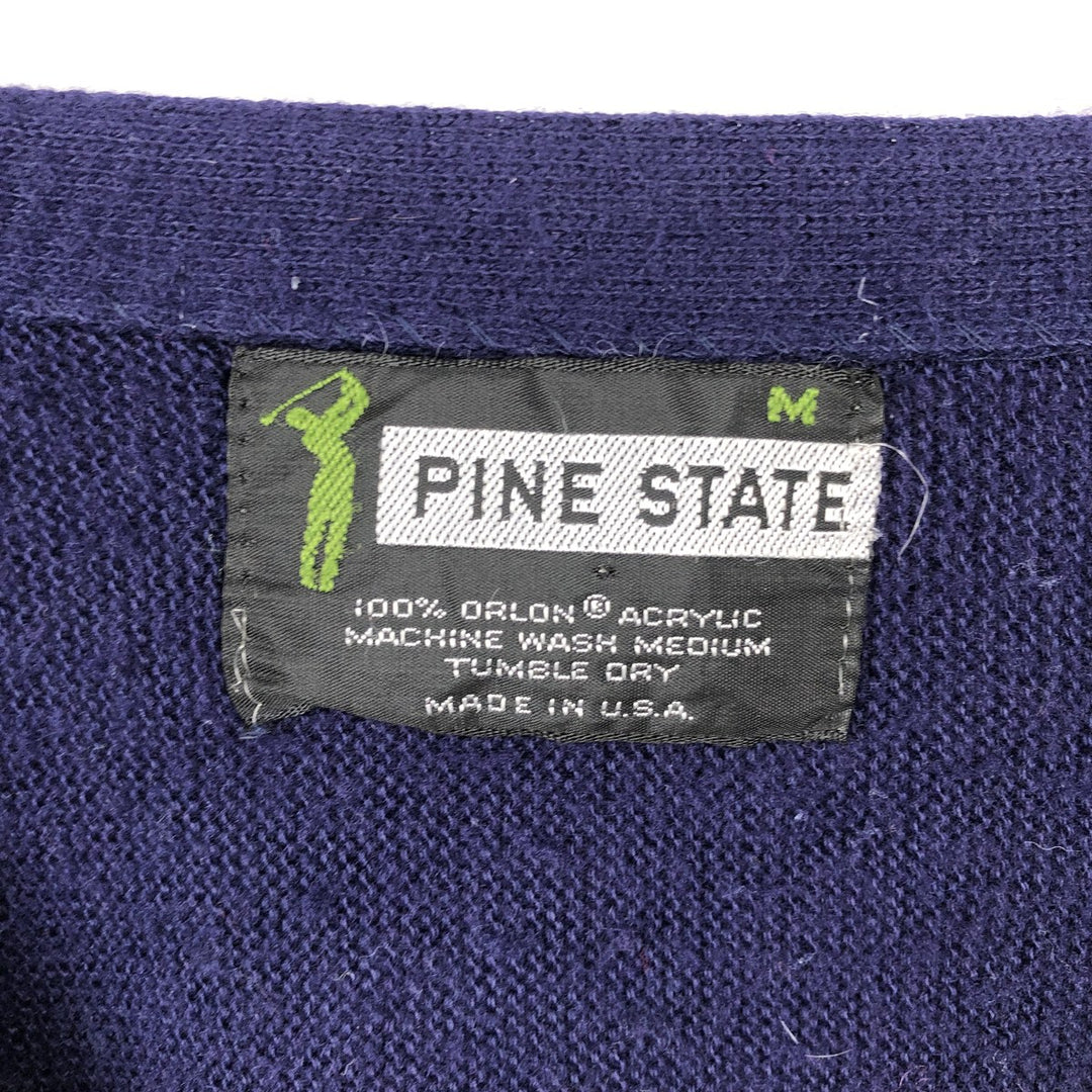 70s-80'S PINE STATE Acrylic Knit Cardigan, Made in USA, Men's Size M (approx.), Vintage acrylic navy blue type Vintage Second Hand