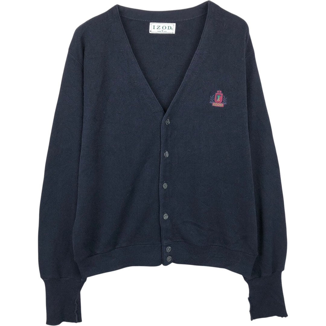 Vintage 90'S IZOD acrylic knit cardigan, made in the USA, size M, men's acrylic navy blue type Vintage Second Hand