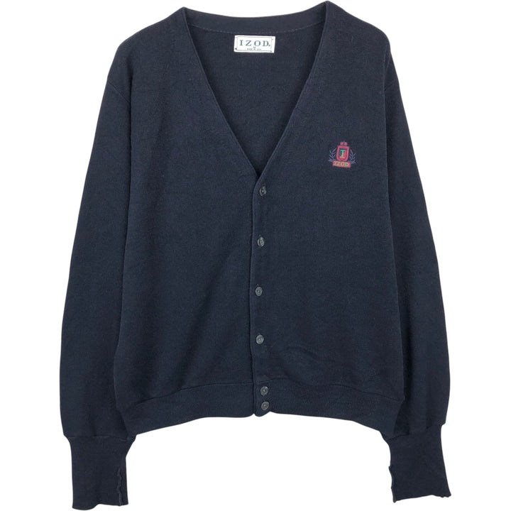 Vintage 90'S IZOD acrylic knit cardigan, made in the USA, size M, men's acrylic navy blue type Vintage Second Hand