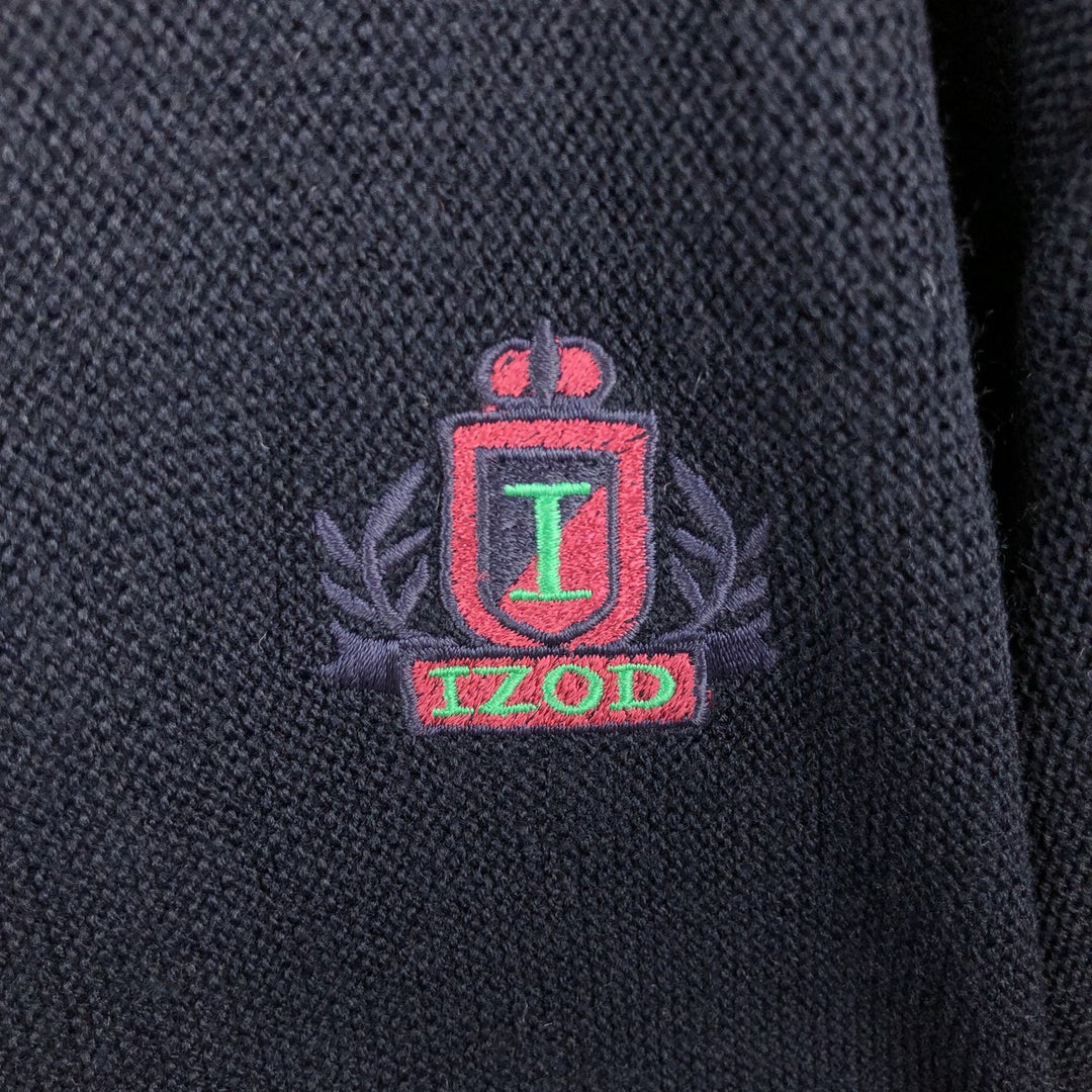 Vintage 90'S IZOD acrylic knit cardigan, made in the USA, size M, men's acrylic navy blue type Vintage Second Hand