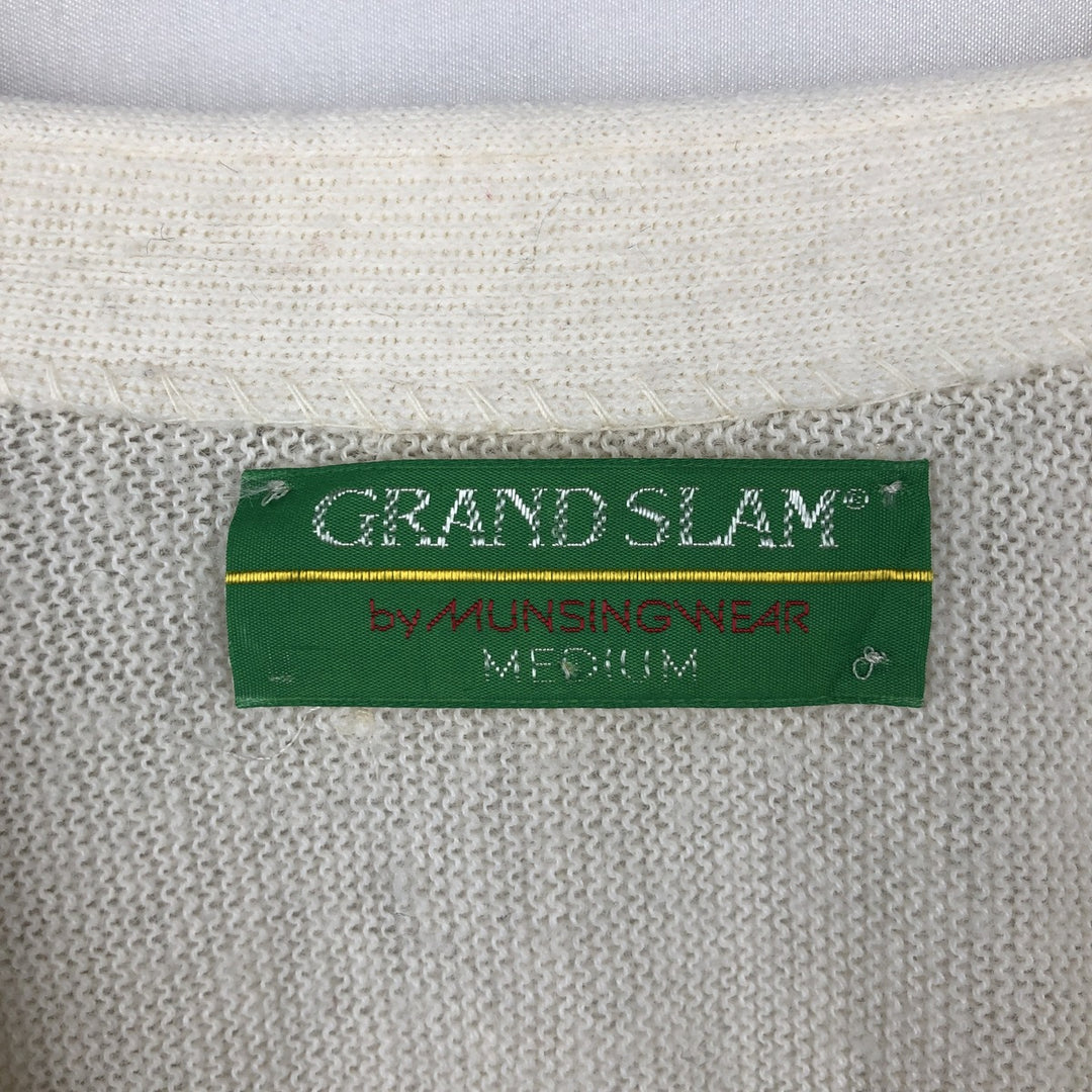MUNSINGWEAR GRAND SLAM Acrylic Knit Cardigan, Men's Size M (equivalent) unclear ivory Vintage Second Hand