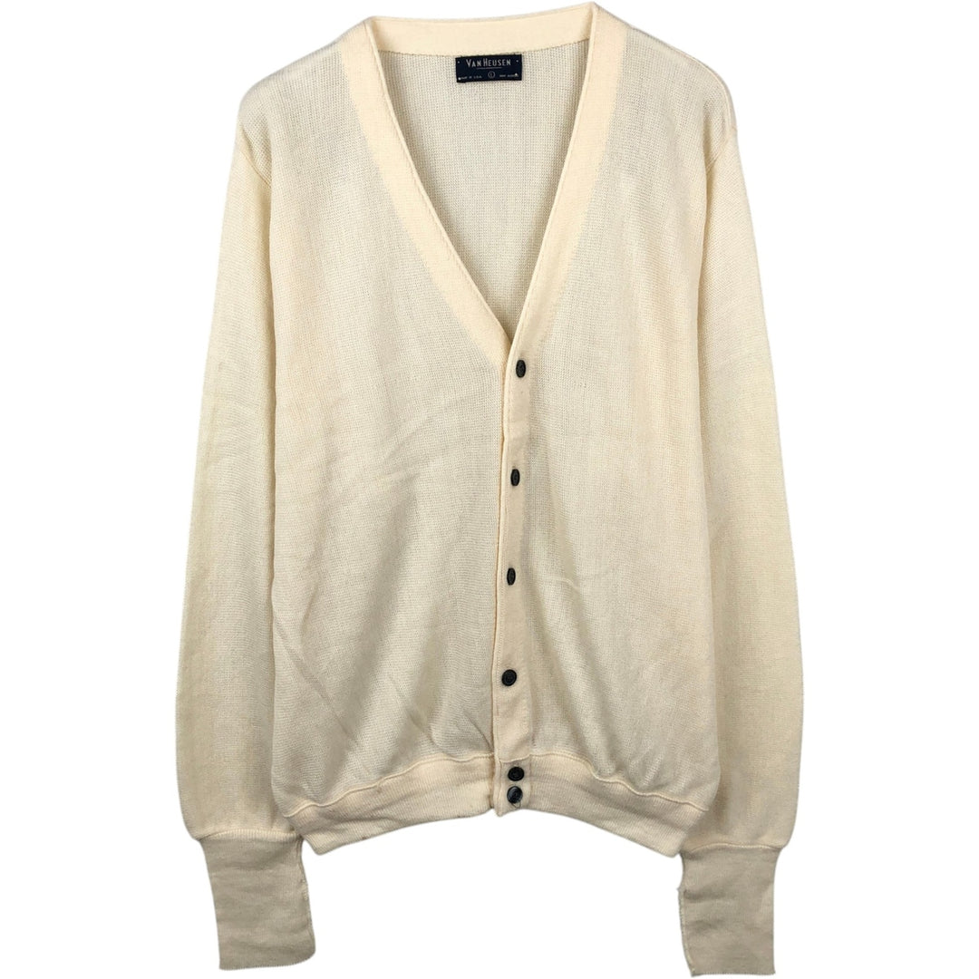 90'S VAN HEUSEN Acrylic Knit Cardigan, Made in USA, Men's Size L (approx.), Vintage acrylic unbleached Vintage Second Hand